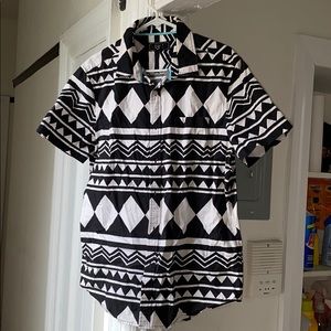 Black & White Short Sleeve Button Down